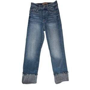 7 For All Mankind Luxe Vintage Plaid Cuffed Button Fly Jeans 25